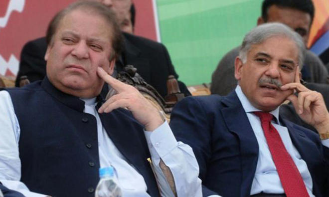 Ousted Prime Minister Nawaz Sharif, left, with his brother Shehbaz Sharif. (AFP)