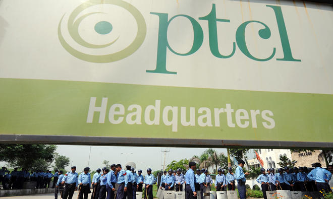 In this file photo, Pakistani police deploy in front of the building of Pakistan Telecommunication Company Limited (PTCL), the largest landline telephone network in Islamabad. (AFP)