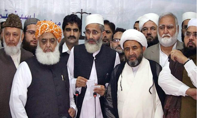 The alliance includes Jamaat-e-Islami, Jamiat Ulema-e-Islam-Fazal (JUI-F), Islami Tehreek, Jamiat Ulema-e-Pakistan and Markazi Jamiat Ahl-e-Hadith.