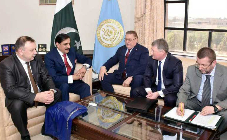 A Russian delegation led by Dy. Director General of Presidential Administration, Sergey, called on National Security Adviser Lt. General (R) Nasser Khan Janjua in Islamabad, March 30, 2018. (APP)