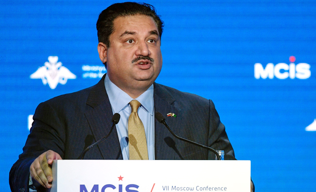 Pakistani Defense Minister Khurram Dastgir Khan attends the VII Moscow conference on International Security MCIS-2018 in Moscow on April 4, 2018. (AFP)