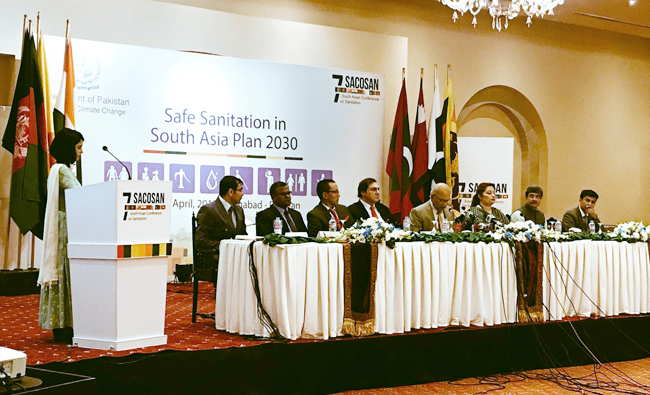 Federal Minister of Climate Change Mushahidullah Khan is attending the seventh South Asian Conference on Sanitation in Islamabad on Tuesday. (Photo courtesy: social media)