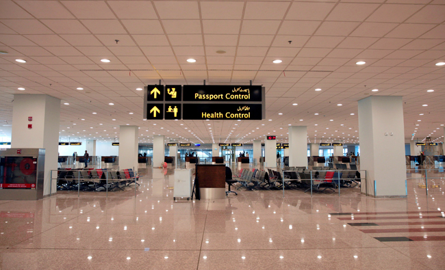 A general view of the health and passport control area during a media tour of the newly built Islamabad International Airport, ahead of its official opening, Pakistan on April 18, 2018. (REUTERS)