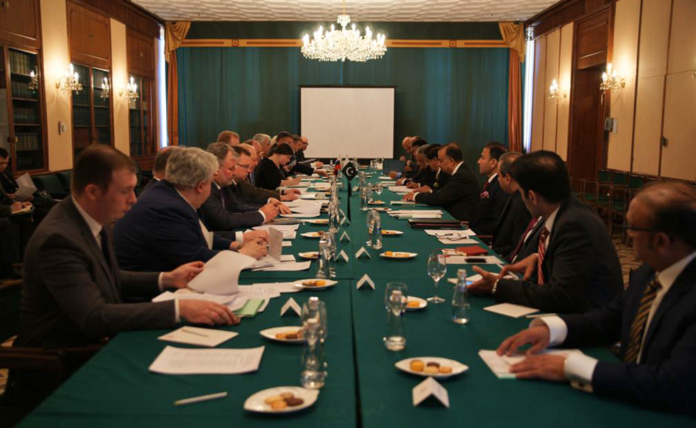 Pakistan’s National Security Adviser Lt. Gen. (Retd.) Nasser Khan Janjua held talks with his Russian counterpart, Nikolai Patrushev, in Moscow during his two-day visit on April 22-23. (Photo courtesy: National Security Adviser Office)