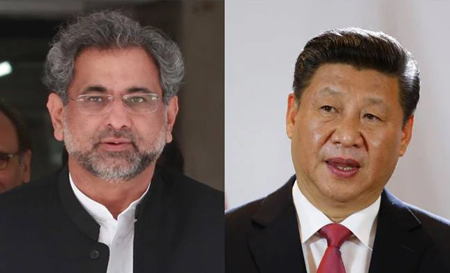 Pakistan PM Shahid Khaqan Abbasi and China's President Xi Jinping. (REUTERS)