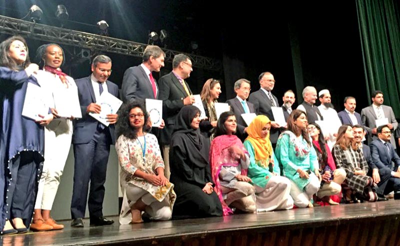 Minister of Interior Ahsan Iqbal launched the Pakistan National Human Development Report. (Photo courtesy: Ahsan Iqbal/Twitter)
