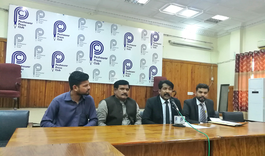 Office-bearers of Minorities Alliance Pakistan speak at a press conference on Saturday. (AN Photo)
