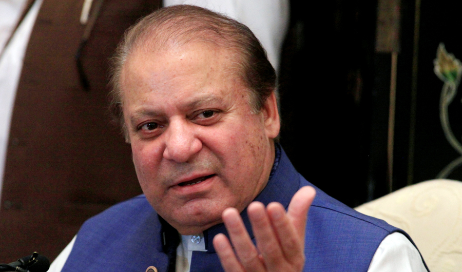 Nawaz Sharif, former Prime Minister and leader of Pakistan Muslim League (N) gestures during a news conference in Islamabad, Pakistan on May 10, 2018. (REUTERS)
