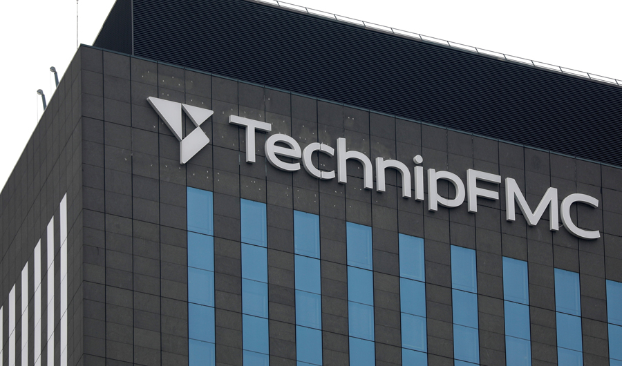 The logo of energy engineering group TechnipFMC. (REUTERS)