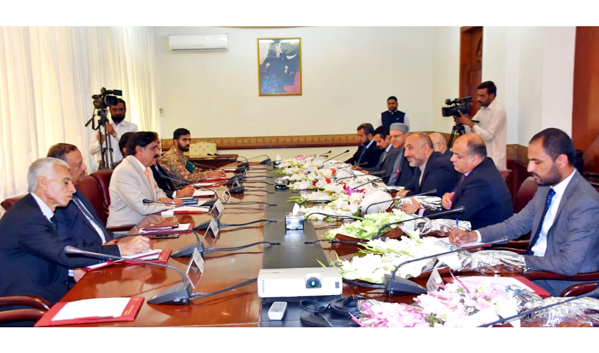 Pakistani and Afghan national security advisers hold talks in Islamabad on security issues on May 27, 2018. (Photo courtesy: Afghan DCM/Twitter)