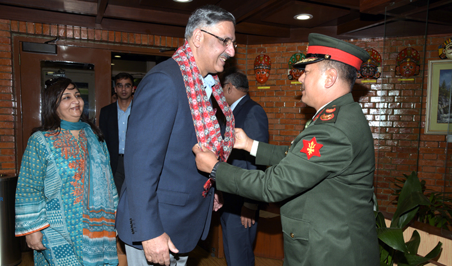 Pakistan’s Chairman Joint Chiefs of Staff Committee, Lt. Gen. Zubair Mahmood Hayat, arrived in Katmandu on Monday evening on an official visit and was welcomed by the Nepalese Army’s Maj. Gen. Gaurab Tandul. (Photo by Nepalese Army)