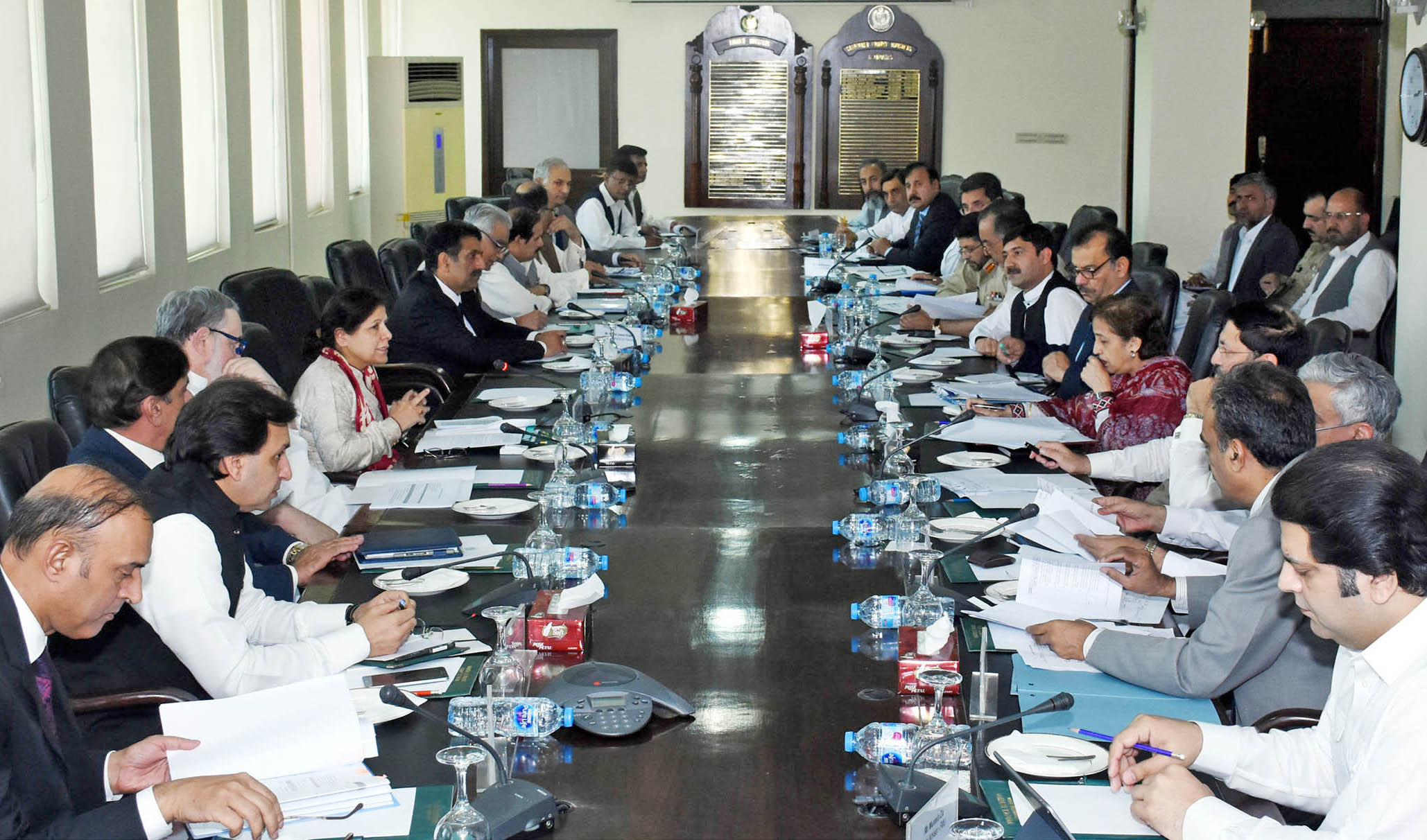 Finance Minister Dr. Shamshad Akhtar chairing a meeting on FATF-related matters in Islamabad on June 22, 2018. (Photo courtesy: Press Information Department)