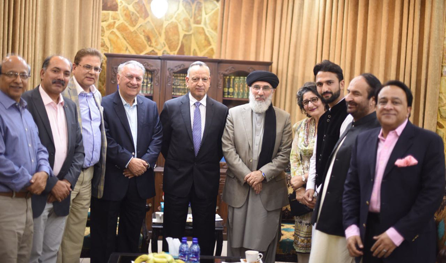 Gulbuddin Hekmatyar, the chief of Hizb-e-Islami (The Islamic Party), receives members of a Pakistani delegation at his residence in Kabul, Afghanistan. (AN photo by Tahir Khan)