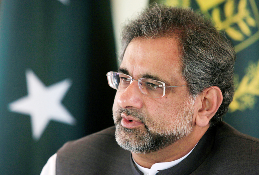 In this file photo, Shahid Khaqan Abbasi speaks with a Reuters correspondent during an interview at his office in Islamabad, Pakistan. (REUTERS)