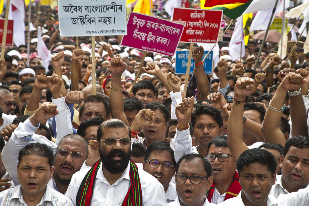 The protesters, carrying placards and banners, say the decision would change the demographic profile of northeastern Assam state. (Shutterstock)