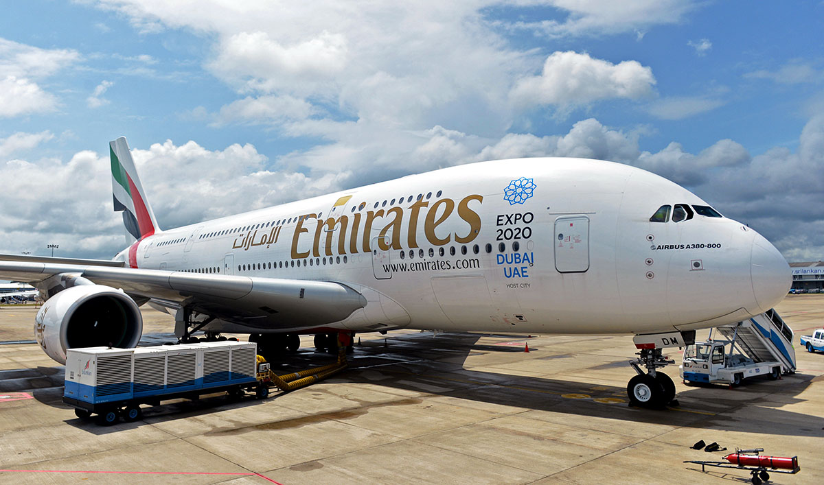 “The Emirates Airbus A380 will start its inaugural flights between Islamabad and Dubai from July 8,” Zaman Shah, a representative of Emirates Airlines in Karachi, told Arab News on Friday. (ISHARA S.KODIKARA/AFP)