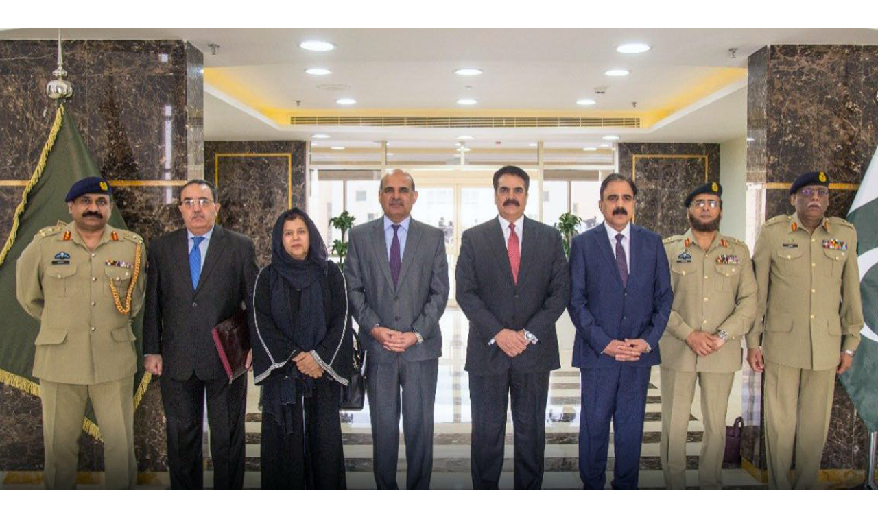 Pakistan’s defense delegation led by Secretary Defense Lt. General (Retd) Zamir Ul Hassan Shah traveled to KSA where the delegation also met General Rahil Sharif, head of Islamic Military Counter Terrorism Coalition. (Photo courtesy: Pakistan Ministry of Defense)