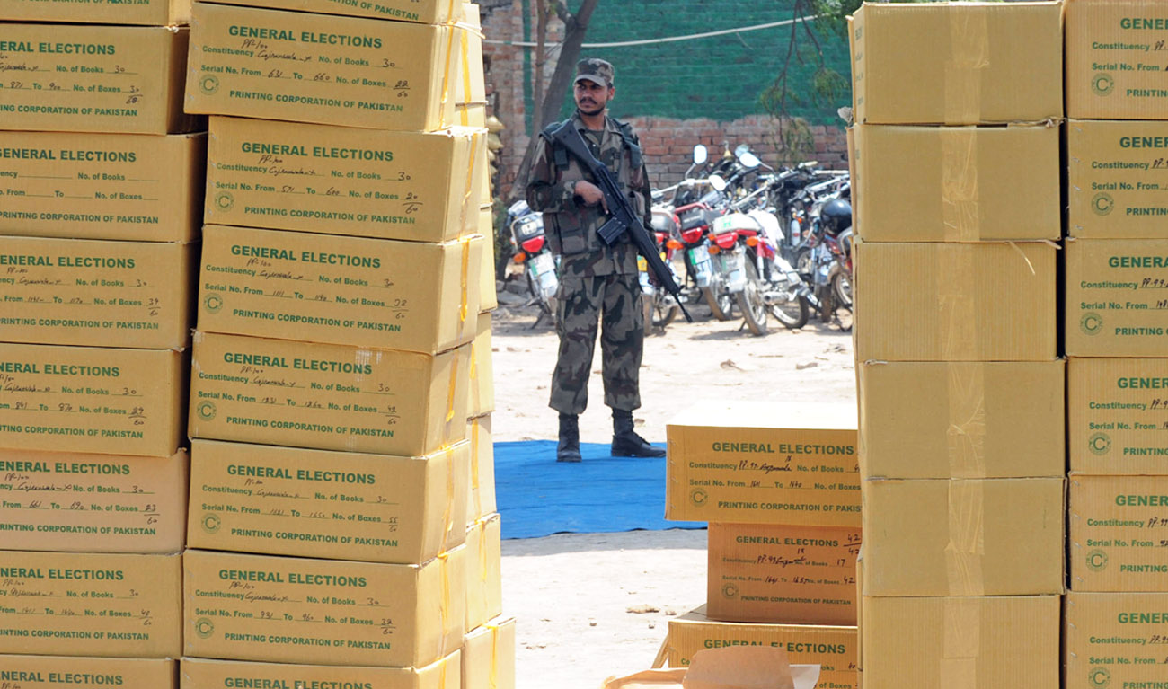 The armed forces will deploy 371,388 troops across the country three days before polling day to support the electoral process, while it will have no direct role in the holding of the general elections. (ARIF ALI/AFP)
