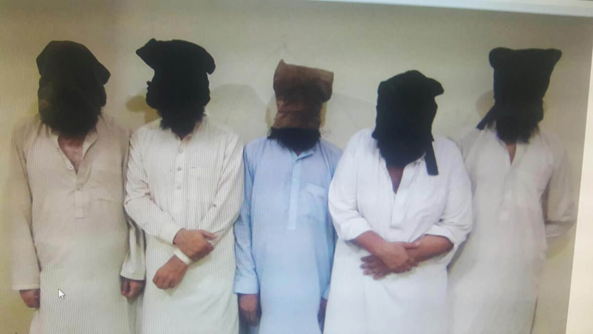 The Counter Terrorism Department arrested five Daesh militants in Peshawar on Friday. (Photo courtesy: Counter Terrorism Department)