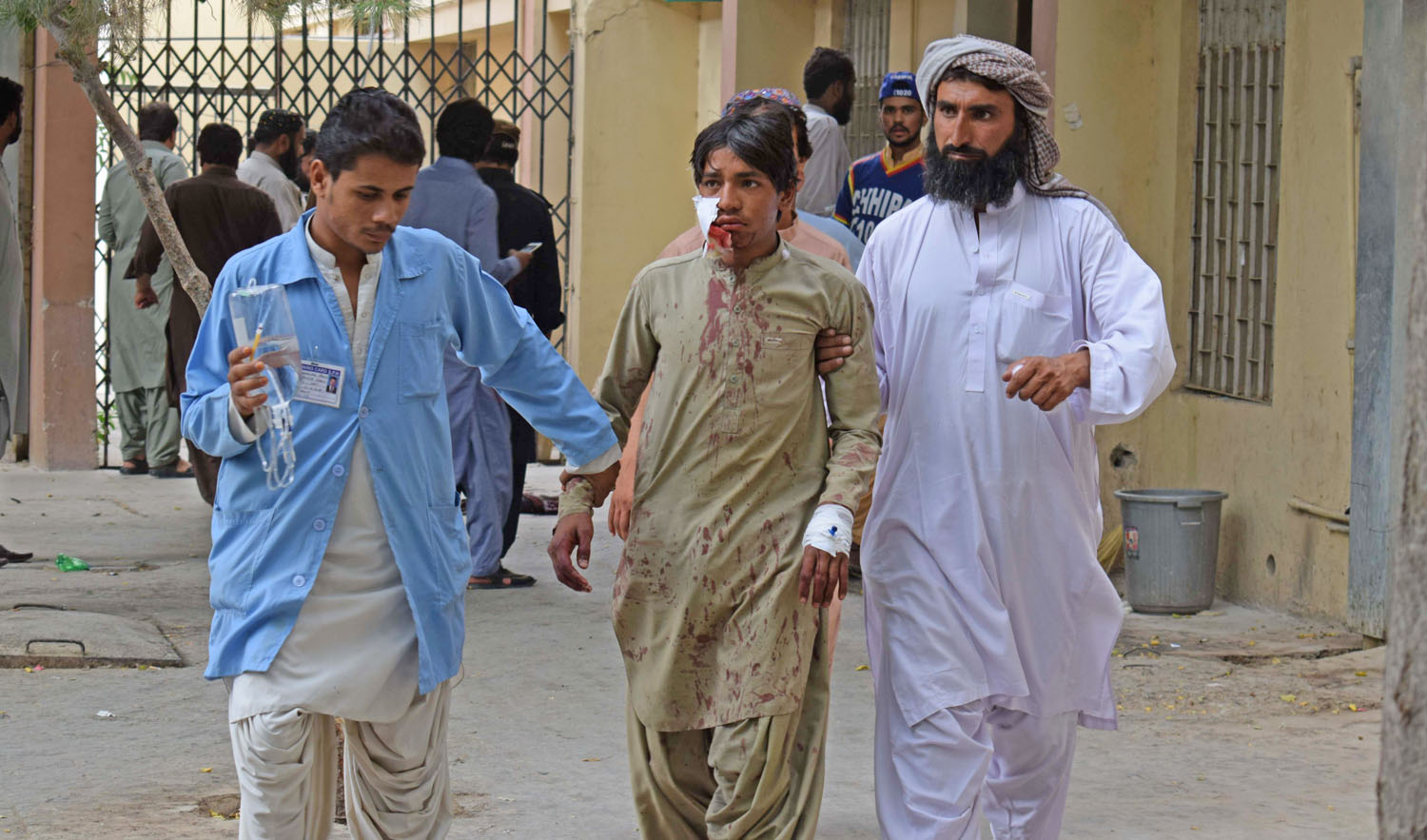 A suicide bomber detonated as local politician Siraj Raisani spoke to a crowd of supporters in southwestern Mastung district on Friday. Raisani was among those killed. (BANARAS KHAN/AFP)