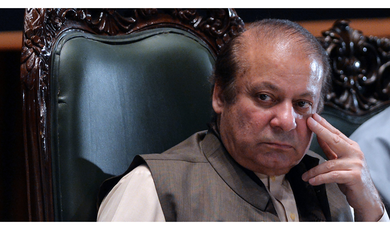 In this file photo taken, ousted Pakistani prime minister Nawaz Sharif looks on as he attends a seminar in Islamabad on April 17, 2018. (AAMIR QURESHI/AFP)