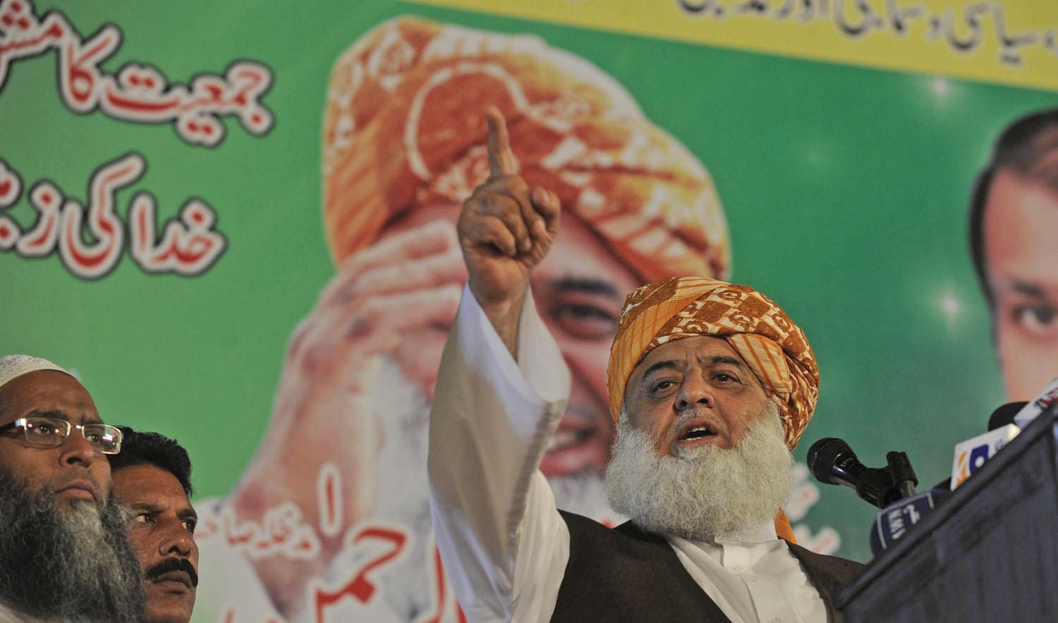 Maulana Fazlur Rehman, who heads the Muttahida Majlis-e-Amal alliance, had threatened to agitate against fraud in Wednesday’s vote. (ARIF ALI/AFP/FILE)
