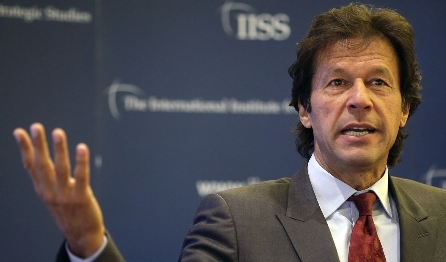 In this file photo, former Pakistan cricketer and politician Imran Khan delivers a speech on at the International Institute for Strategic Studies in London, Oct. 23, 2008. (SHAUN CURRY/AFP)