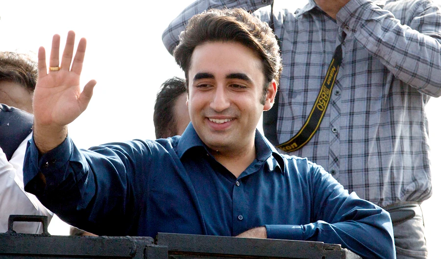Bilawal Bhutto Zardari, leader of Pakistan Peoples Party, waves to supporters during an election rally in the suburbs of Islamabad, Pakistan, on July 17, 2018. (AP)