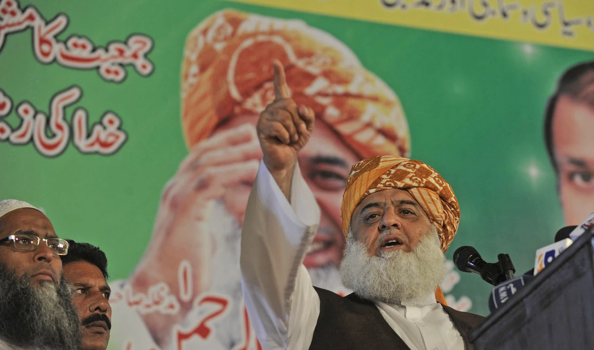 Maulana Fazlur Rehman, who heads the Muttahida Majlis-e-Amal alliance, had threatened to agitate against fraud in Wednesday’s vote. (ARIF ALI/AFP/FILE)