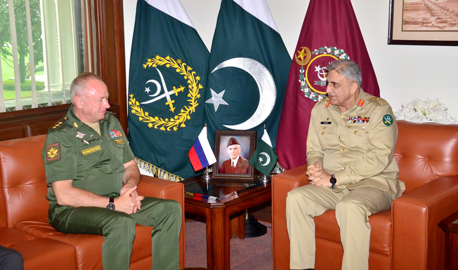 The Russian deputy minister of defense called on Pakistan’s Chief of Army Staff (COAS) General Qamar Javed Bajwa (Courtesy: ISPR)