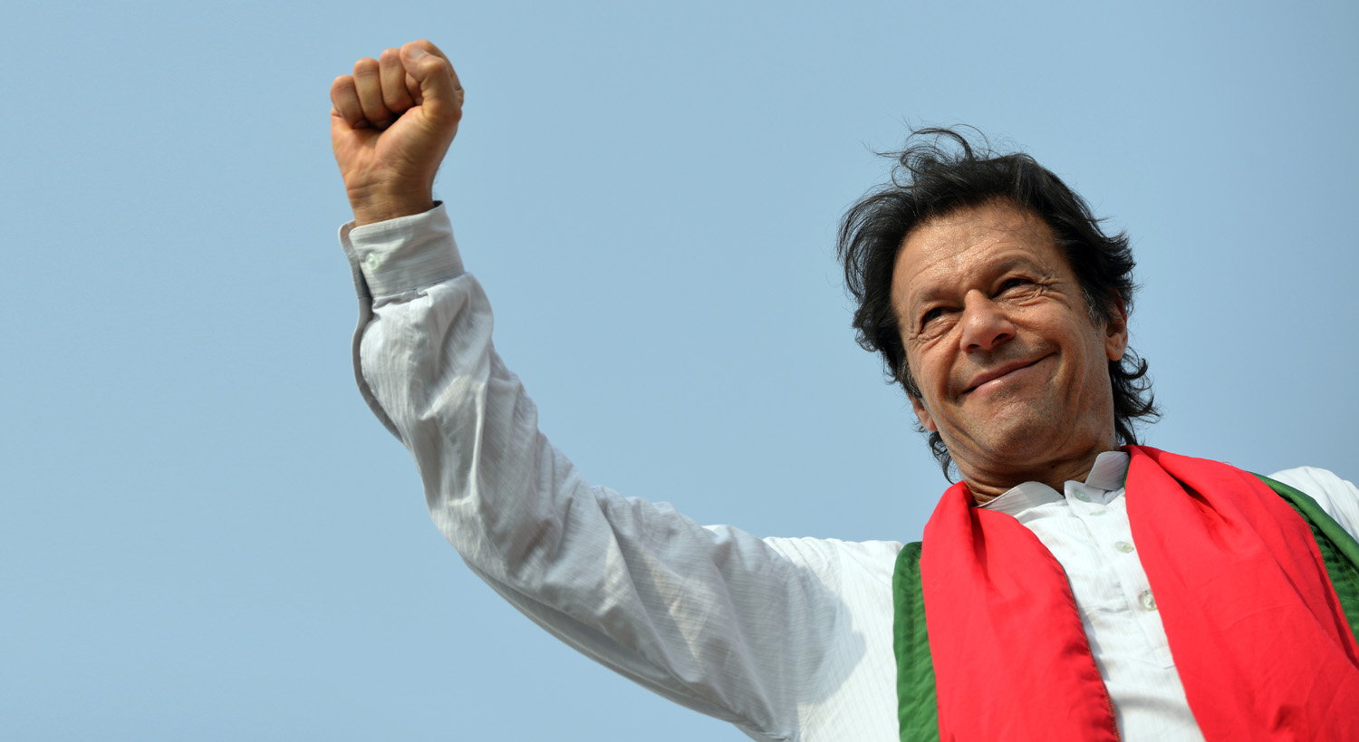 In this file photo, Pakistani opposition politician Imran Khan gestures to supporters during an anti-government protest in Islamabad on August 21, 2014. (AAMIR QURESHI/AFP)