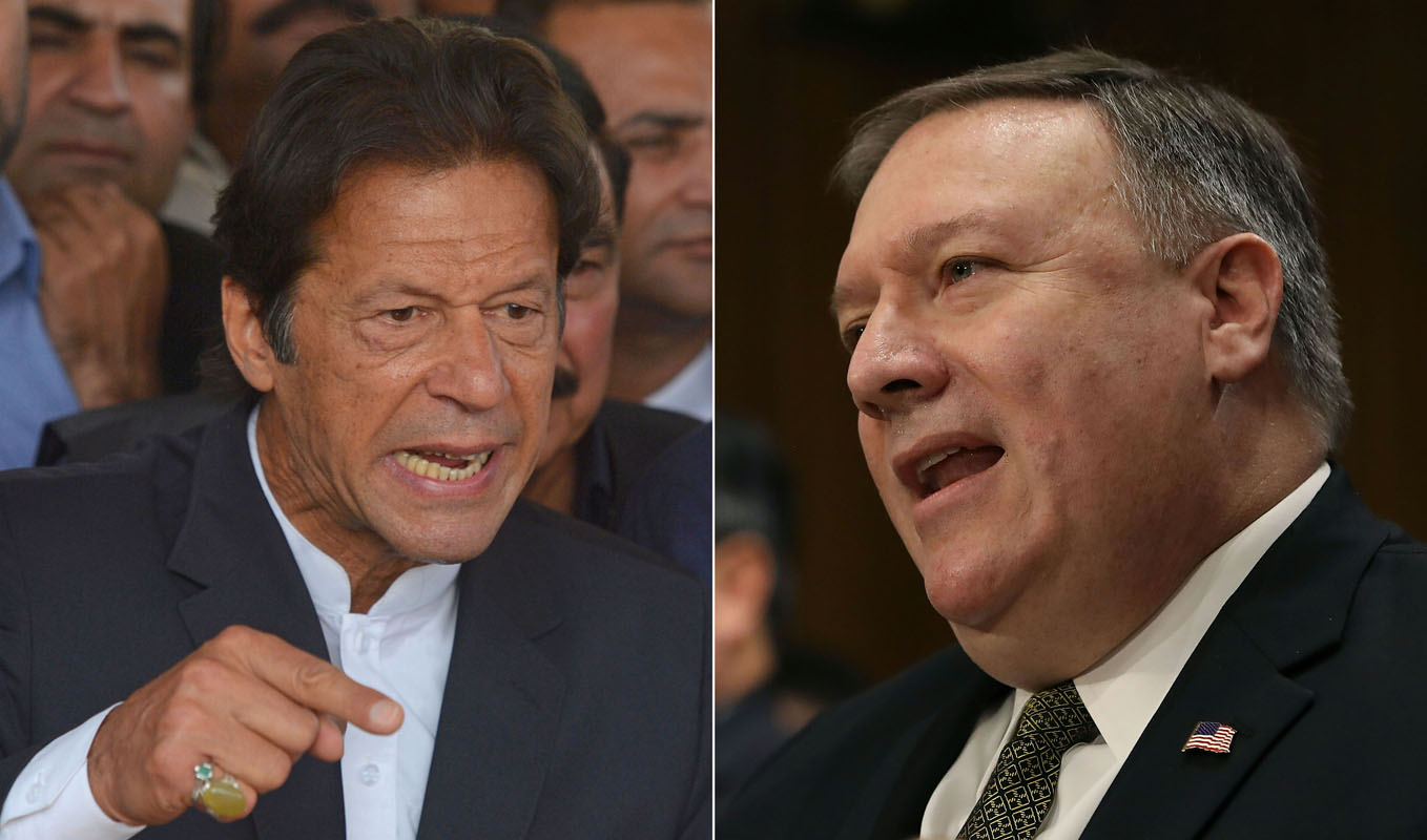 Pakistan PM Imran Khan and US Secretary of State Mike Pompeo. (AFP)