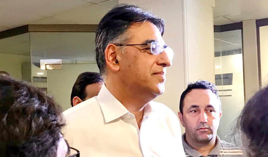 Pakistan’s incoming finance minister, Asad Umar, speaks to reporters after a press conference at the party’s central office in Islamabad. (AN photo)