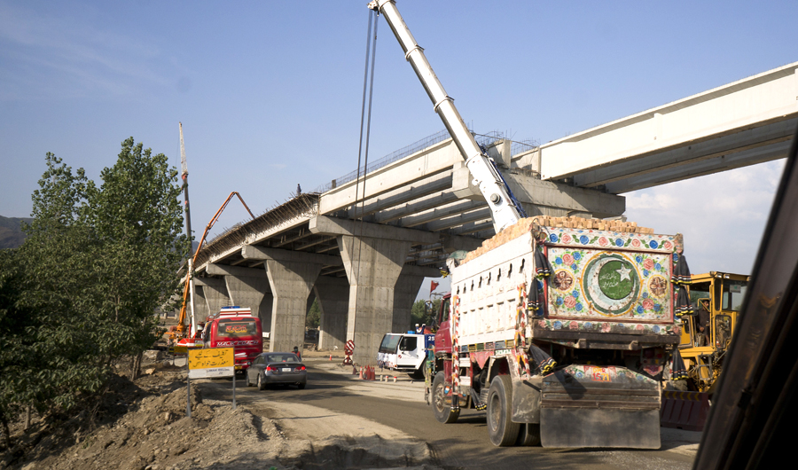 A file photo shows construction work in progress at a new international trade route which part of a sprawling Chinese initiative to build a "new Silk Road" of ports, railways and roads to expand trade in a vast arc of countries across Asia, Africa and Europe, near Havalian in Pakistan. (AP)