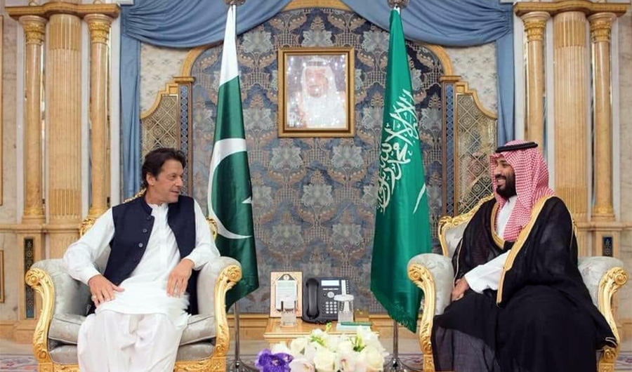 Imran Khan meeting with Crown Prince Mohammed bin Salman. (PTI Twitter account)