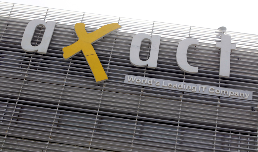 The logo of Pakistani software company Axact is seen in Karachi, Pakistan, on May 27, 2015. (REUTERS/file)