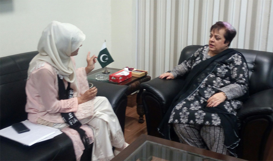 Minister for Human Rights Dr. Shireen Mazari meets Dr. Fauzia Siddiqui, sister of Dr. Aafia Siddiqui last week. The minster said the Government is trying its best to bring Aafia back to Pakistan. (Ministry for Human Rights photo)