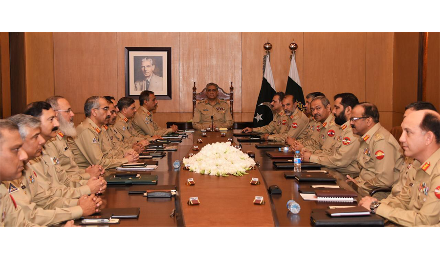 The 215th Corps Commanders’ Conference held at the GHQ in Rawalpindi was presided over by Chief of Army Staff (COAS) General Qamar Javed Bajwa. (ISPR)