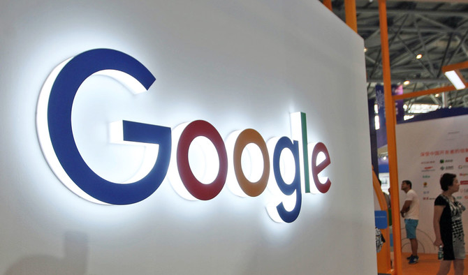 The Google logo on display at the Smart China Expo at Chongqing International Expo Center in southwest China’s Chongqing. (File photo / AFP)
