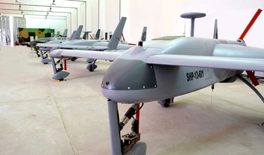 Pakistan's indigenously built Shahpar drone is exhibited at IDEAS 2018 in Karachi. (Photo courtesy: Airforce-Technology.com)