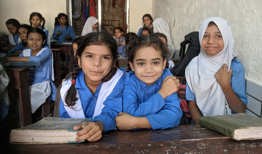 Students at Mazharul Uloom government girls’ school in Lyari. (AN Photo)