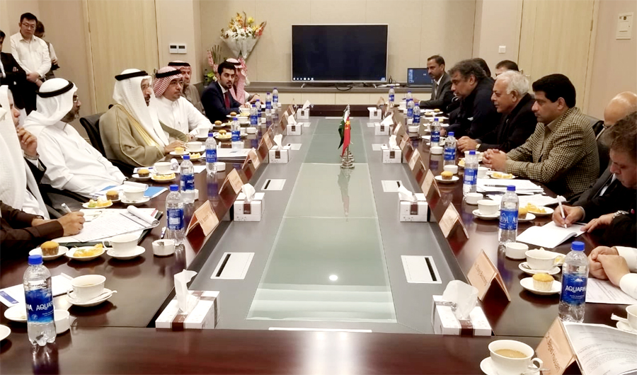 Pakistan and Saudi officials discuss prospects of oil refinery and development of Gwadar in a meeting held in Gwadar on Saturday, Jan. 12, 2019. (Saudi embassy in Pakistan-Twitter account)