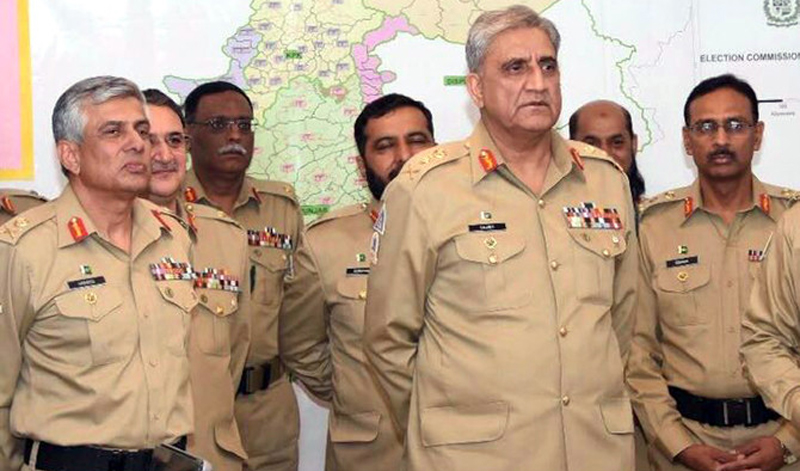 General Qamar Javed Bajwa, Chief of Army Staff, along with other senior officers. (Photo courtesy: ISPR/File)