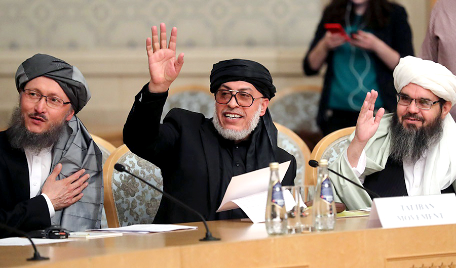 Taliban representatives during the peace talks on Afghanistan held in Moscow on November 9, 2018. (TASS)