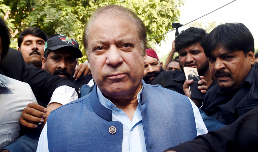 Pakistani former prime minister Nawaz Sharif underwent medical examination at Lahore’s Services Hospital on Sunday. (AFP/File)