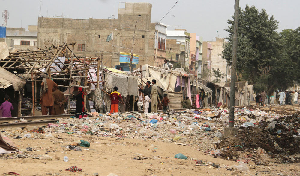 The building collapsed in a Malir neighborhood. Above, displayed is a circular railway track in Malir Town in 2018. (Shutterstock/File)