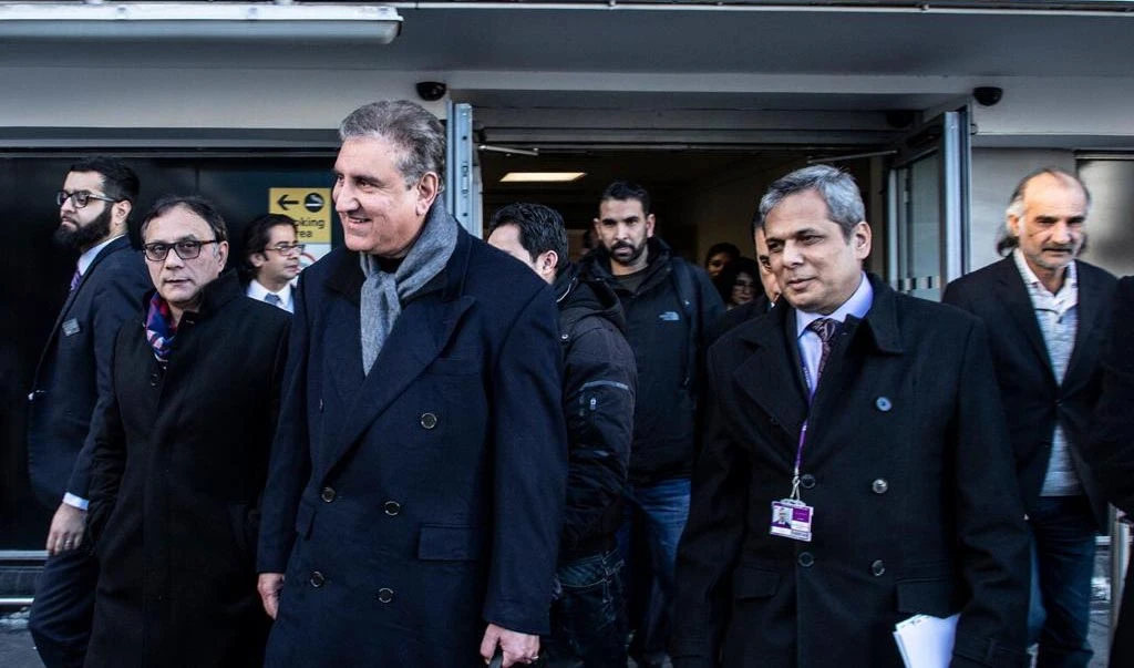 Shah Mahmood Qureshi arrived in London on Monday to address an international conference on Kashmir in the British Parliament. (Photo courtesy: Pakistan High Commission London)