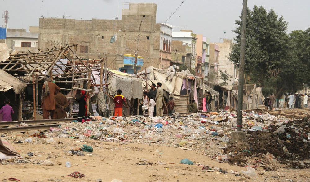 The building collapsed in a Malir neighborhood. Above, displayed is a circular railway track in Malir Town in 2018. (Shutterstock/File)