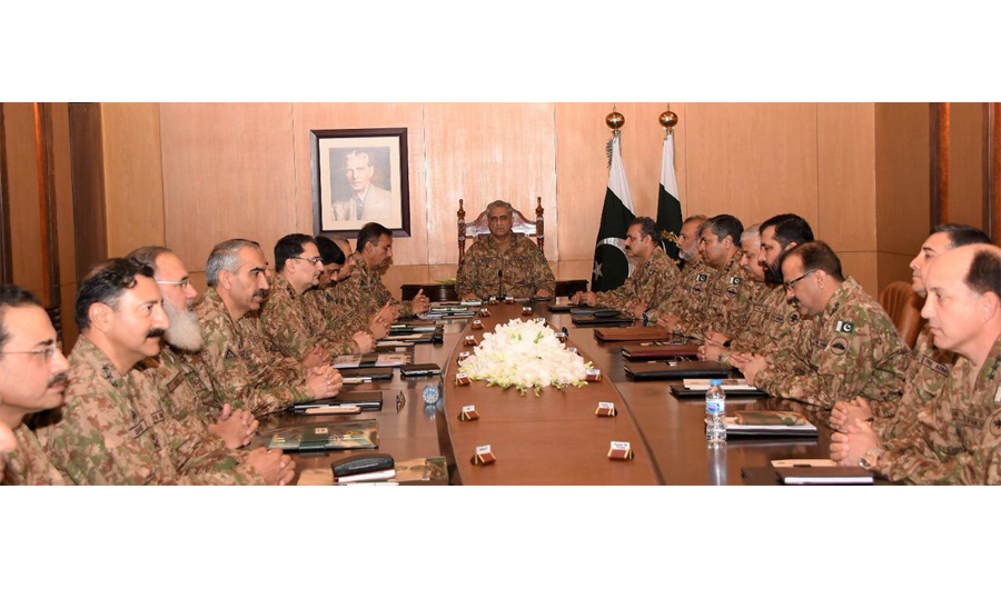 Chief of Army Staff General Qamar Javed Bajwa chaired the 219th Corps Commanders’ Conference in Rawalpindi on Thursday. (ISPR)