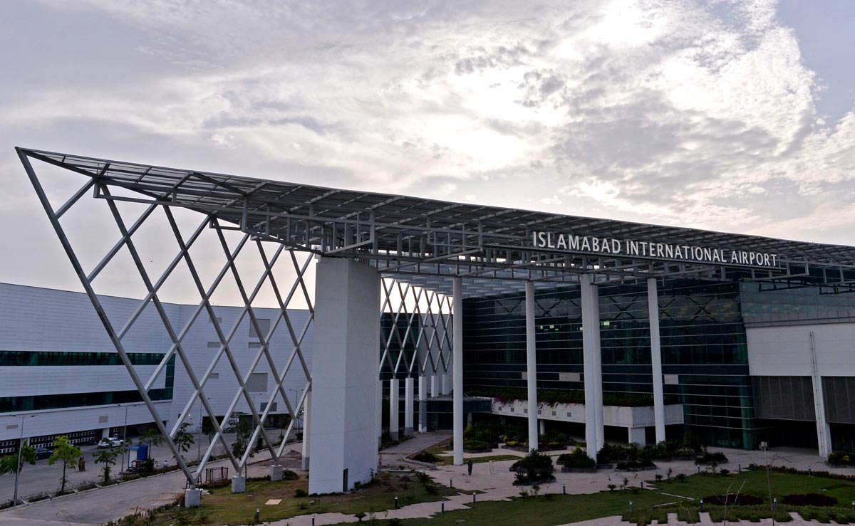 This file photo shows a general view of the Islamabad International Airport on the outskirts of the Pakistani capital Islamabad on April 18, 2018. (AFP)